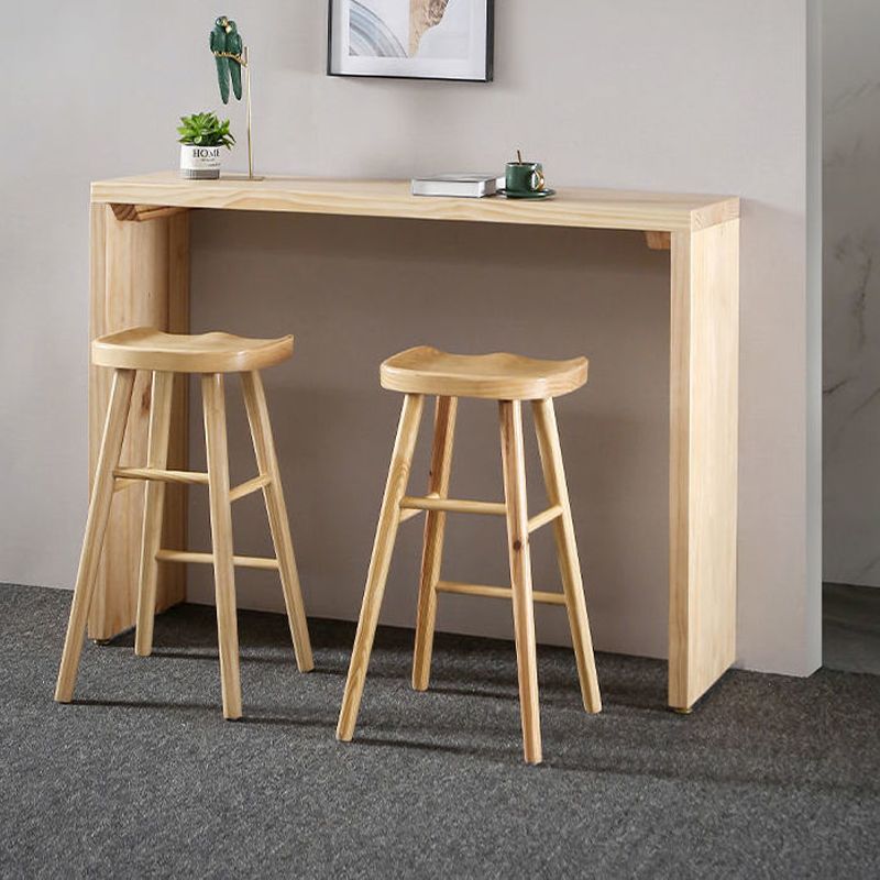 Modern Bar Table Set 1/2/3 Pieces Rectangle Bar Table with Wooden High Stools for Kitchen