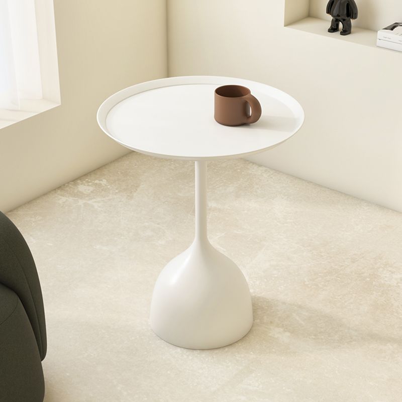 Mid-Century Round Tray Top Side Table 23.62" Tall Metal Pedestal End Table
