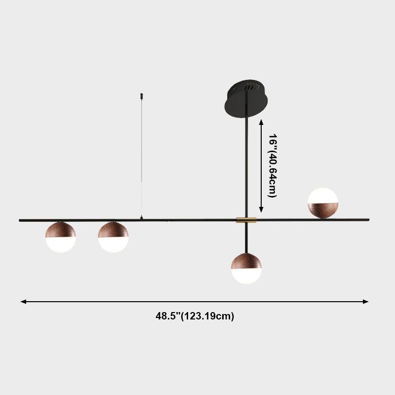 Wood Island Ceiling Light Contemporary Island Lighting in Brown Finish