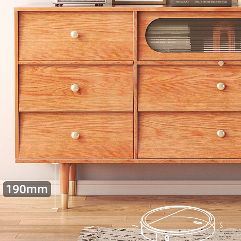 Mid-Century Rectangle Accent Cabinet Solid Wood Storage Cabinet