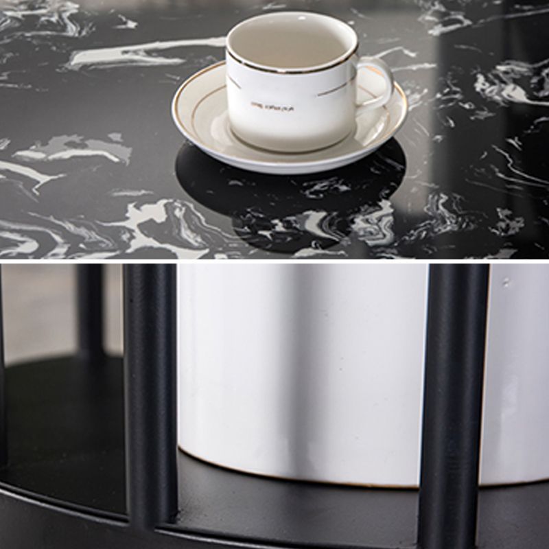 Glam Style Bar Dining Table Faux Marble Bar Stool Table with Storage