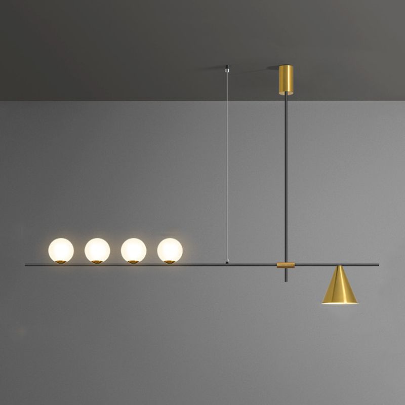 Contemporary Island Light White Glass Shade Hanging Light for Dining Room