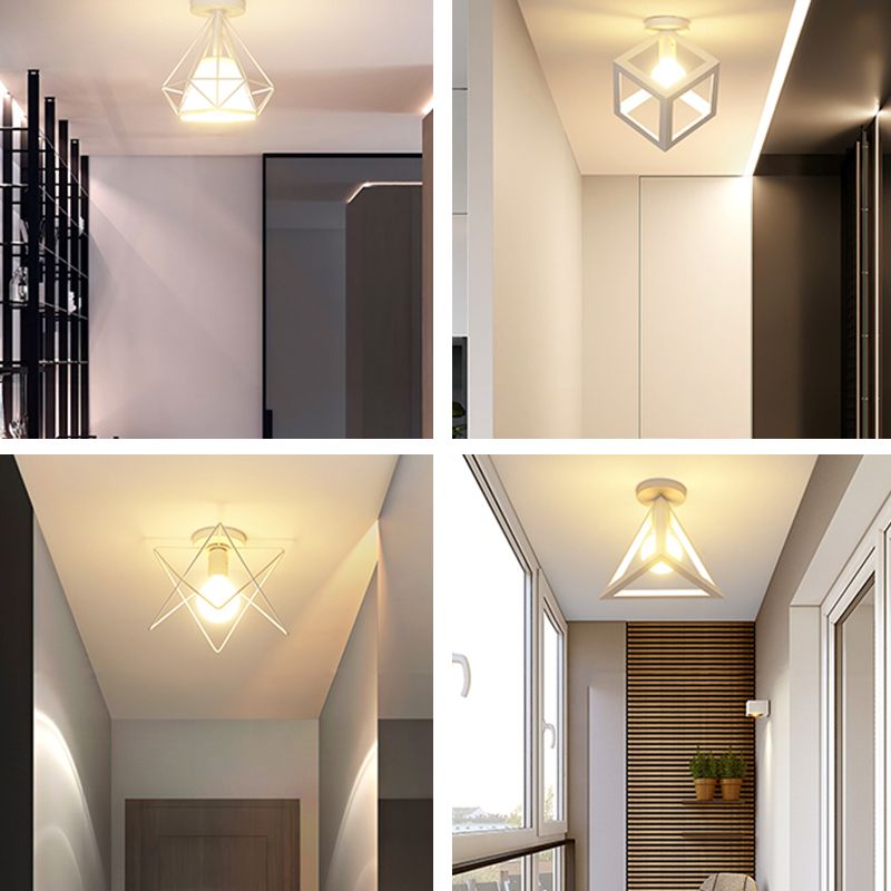 Metalen geometrische schaduw spoel plafondlicht industrieel 1 licht spoelbevestiging in het wit