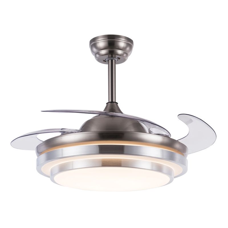 19 "breite 2-stufige Halbflush-Mount-Einfachheit Acryl-LED Silberanhänger Lüfterleuchte mit 4 Klingen