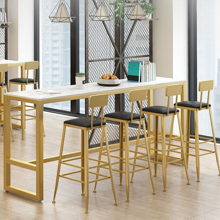 Rectangle Pub Table Bar Height Glam Stone Top Bar Table for Indoor