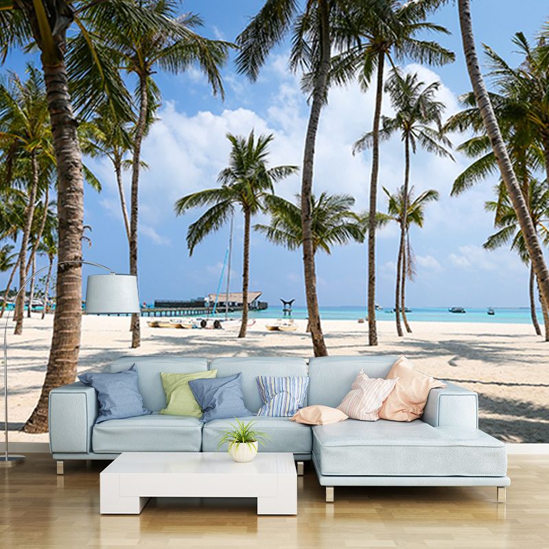 Environment Friendly Resistant Mural Wallpaper Recreational Beach Living Room Wall Mural