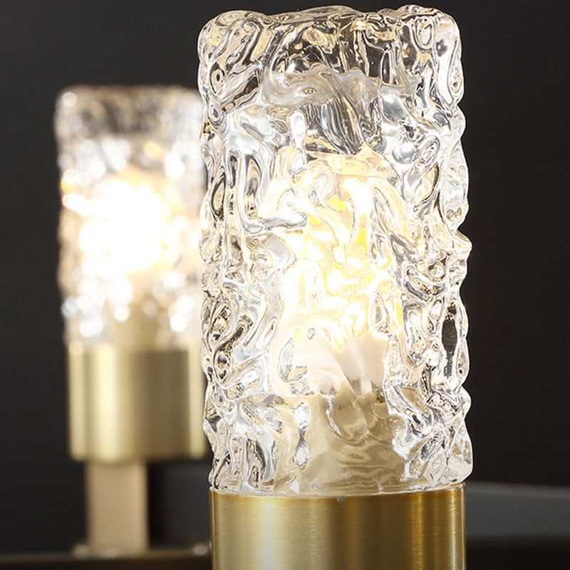 Minimalist Cylindrical Chandelier Pendant Light Metal Dinning Room Hanging Light Kit in Gold