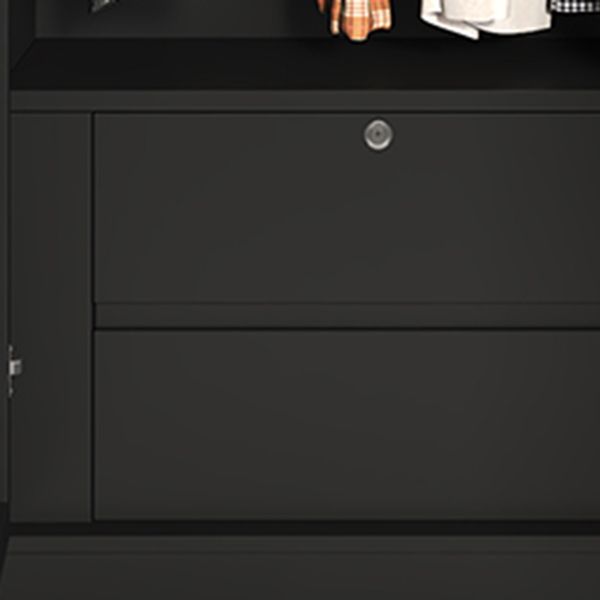 Black Glass Door Cabinet for Bedroom Contemporary Interior Storage Cabinet