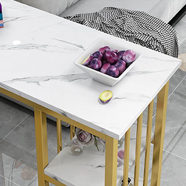 Industrial Rectangle Bar Height Table Faux Wood Bar Table with Storage Base