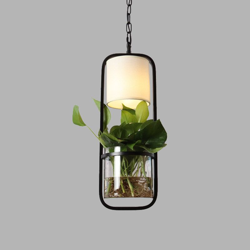 Metal Black Down Lighting Pendant Rectangular 1 Head Industrial LED Hanging Lamp for Restaurant