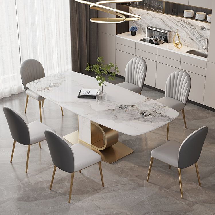 Minimalist Dining Set 1/4/5/6/7 Pcs Sintered Stone Dining Table with Upholstered Chairs
