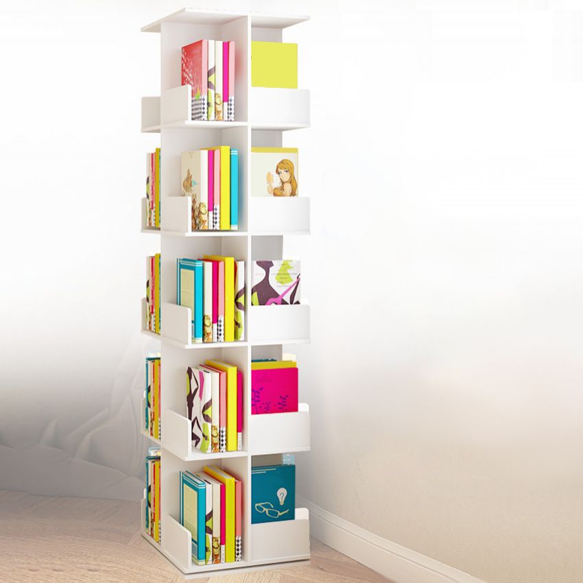 Modern Manufactured Wood Bookcase White Closed Bookshelf for Living Room