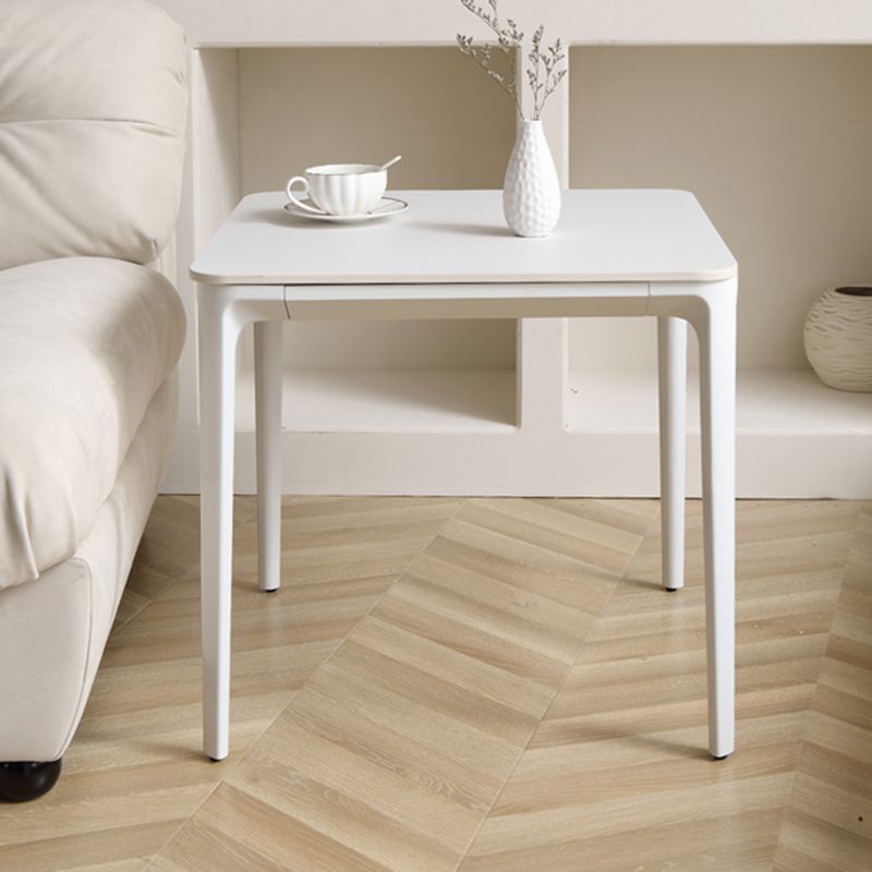 Modernism Sate Top Coffee Table Rectangular 4 Legs Cocktail Table in White