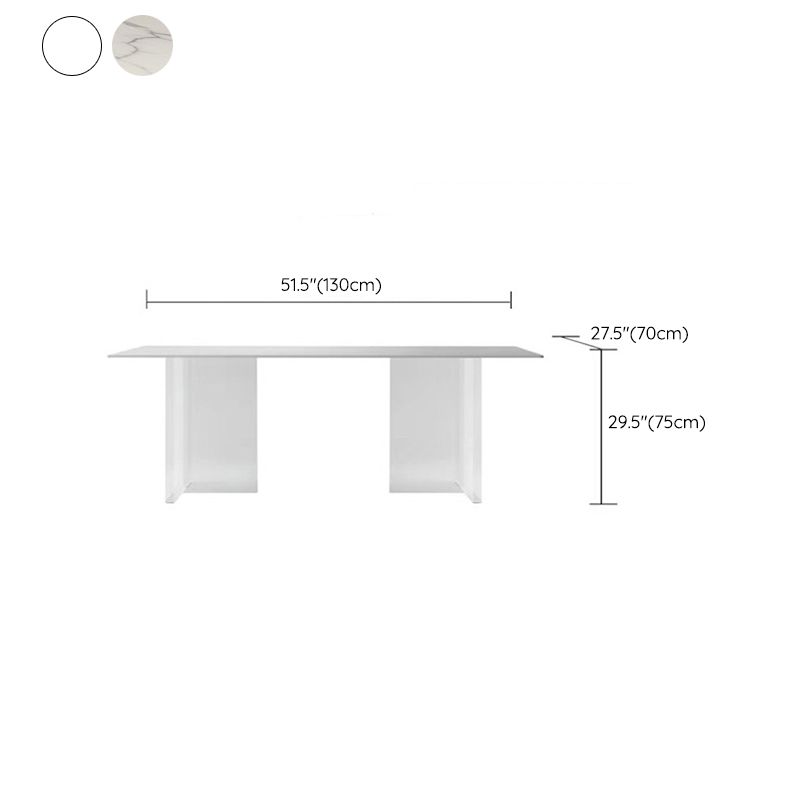 Modern Stone Rectangle Dining Table Acrylic Base for Dining Room