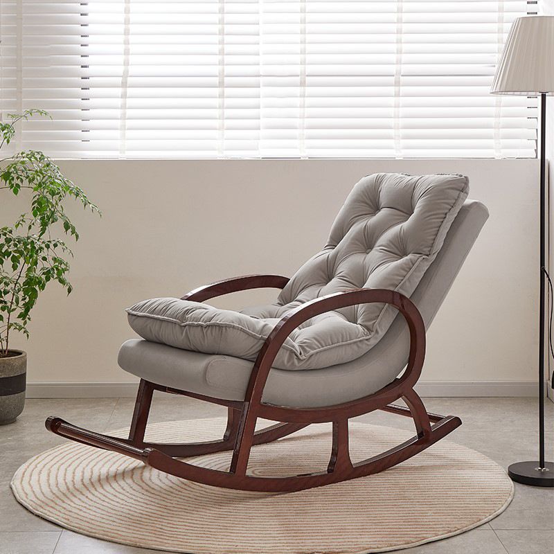 Living Room Rocking Chair Fabric Tufted Removable Cushions Solid Modern Rocking Chair