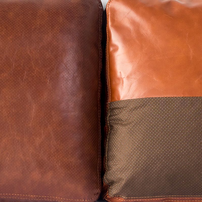Contemporary Genuine Leather Accent Armchair Tufted Genuine Leather Arm Chair
