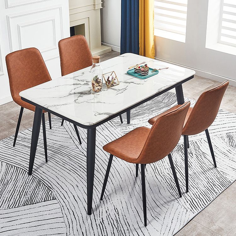 Armless Side Chairs Modern Faux Leather Kitchen Chairs for Dining Room