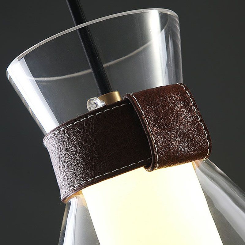 Regendruppel glas hangend licht minimalistisch 1-licht hangende verlichtingsarmatuur met lederen band