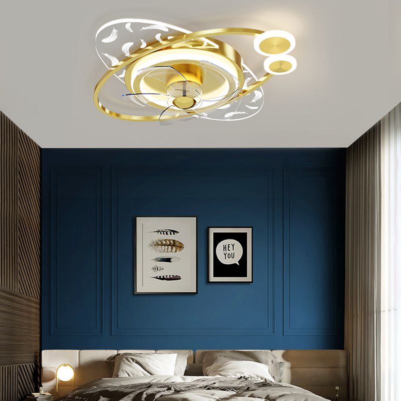 Minimalistische Feder Deckenlüfter Leuchte Acryl Wohnzimmer LED SEMI -MOG -Leuchte