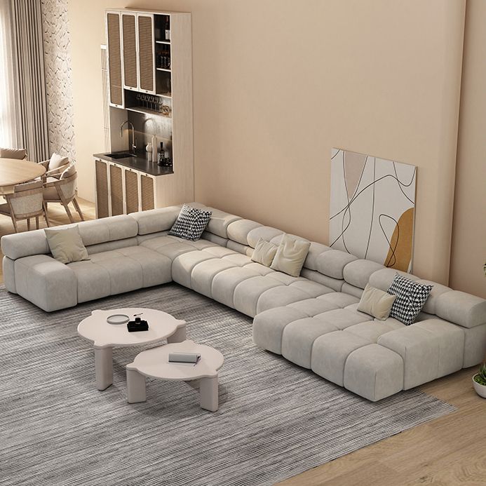 Scandinavian Sectional Sofa with Tigh Back and Square Arm for Living Room