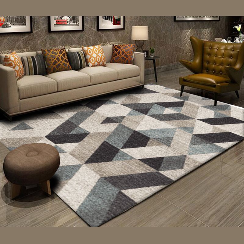 Trendy Home Decoration Carpet Geometric Pattern Area Rug Polyester Stain Resistant Indoor Carpet