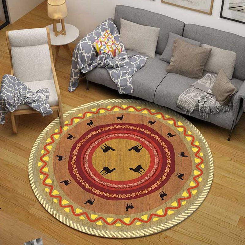 Vintage Jacquard Print Rug Multi-kleuren Marokkaans tapijten Polyester Petvriendelijke machine Wasbaar Non-Slip Achtert Teken voor Hall