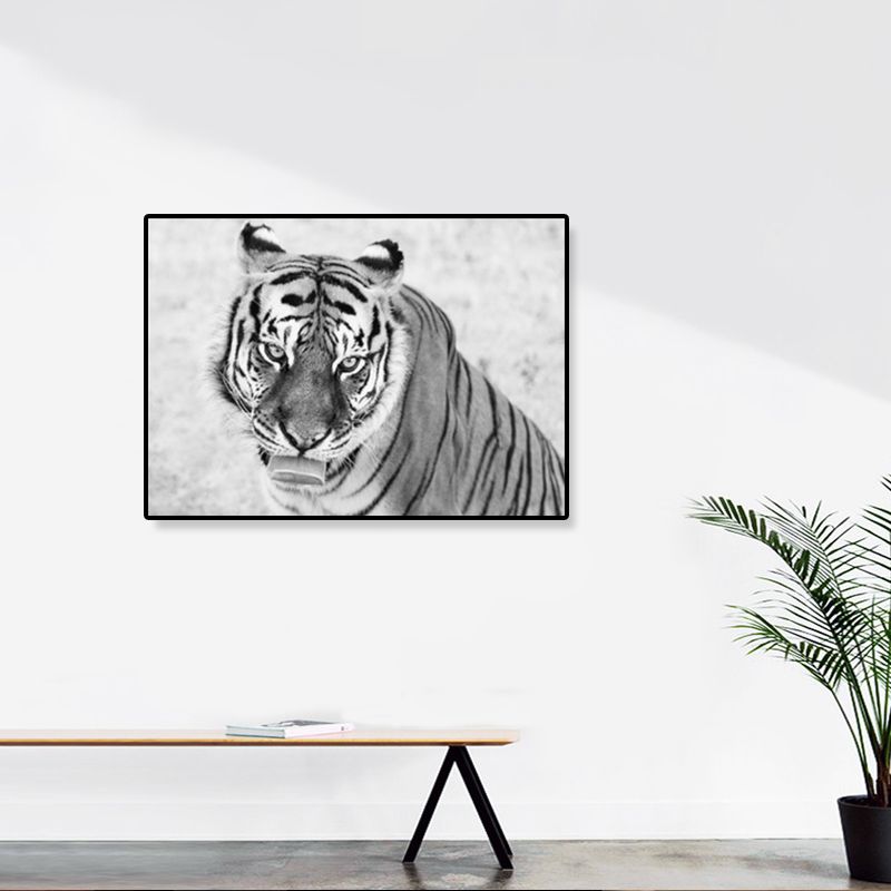 Modern Savanna Big Animal Canvas Dark Color Animal Patterned Wall Art for Living Room