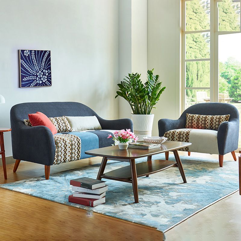 Contemporary Flared Arm Sofa Fabric Tight Back Seating for Apartment