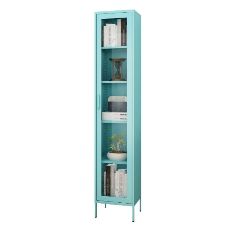 Scandinavian Standard Bookcase Metal Closed Back Bookshelf with Door