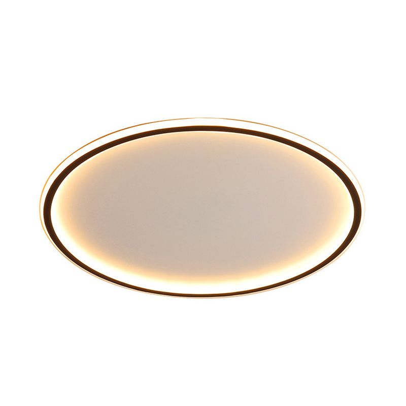 Nordic Style Disc LED Ceiling Lighting 16"/19.5"/23.5" Wide Aluminum Black Flush Lamp in Warm/White Light/Remote Control Stepless Dimming
