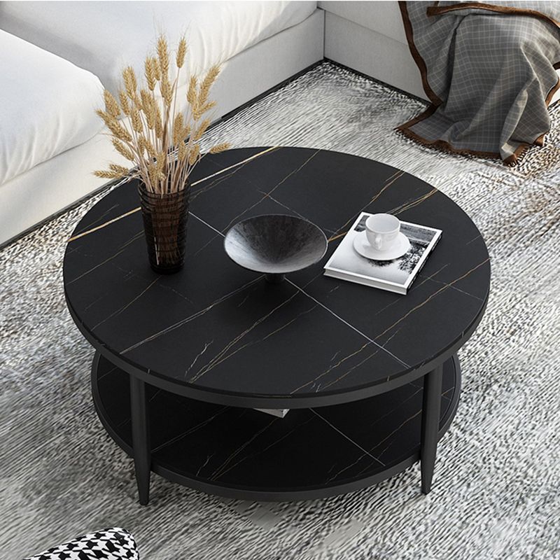 Glam Round 4 Legs Coffee Table Slate Top Coffee Cocktail Table