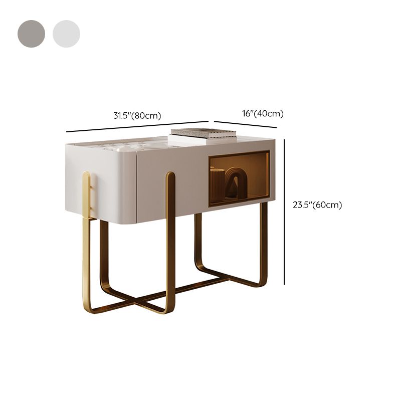 Mid-Century Marble Top Side Accent Table Metal Frame End Table