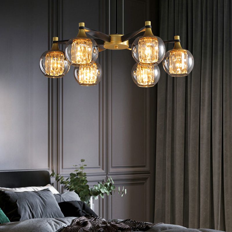 Chandelier postmoderne Chandelier Prismatic Crystal Dining Salle suspendue en noir-or