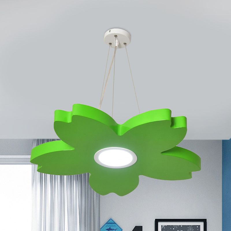Red/Yellow/Blue Flower Chandelier Lamp Contemporary LED Metallic Ceiling Hang Fixture for Playing Room