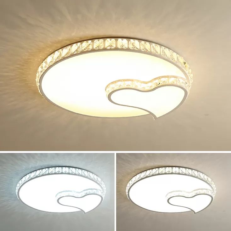Kids Sky View Flush Ceiling Light Acrylique White Ceiling Mount Light with Clear Crystal for Foyer