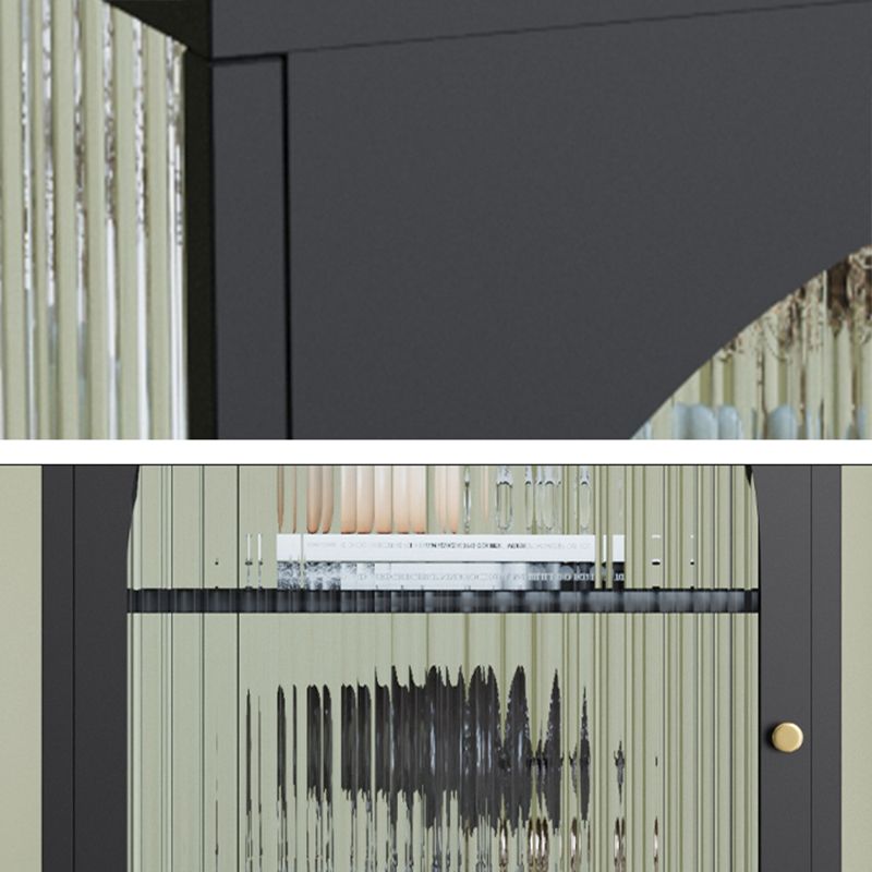 Contemporary Glass Doors Curio Cabinet Metal Storage Cabinet for Living Room