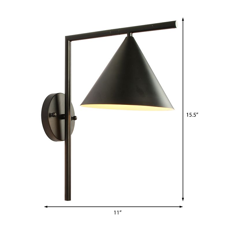 Iluminación de pared de metal cónico Contemporáneo 1 Luz de luz negra/blanca/dorada de luz sobre la mesa, 8 "W
