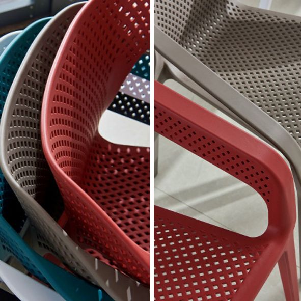 Ensemble de chaises de cuisine à manger avec bras arrière solide, chaises en plastique de style contemporain
