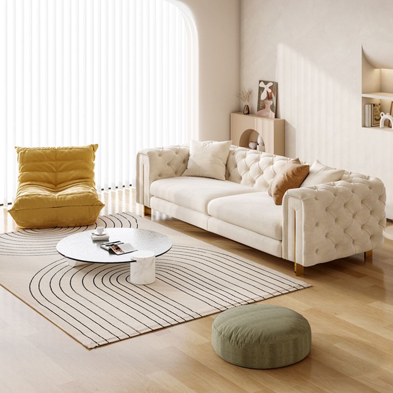 Contemporary Velet Seating Tufted Back Square Arm Sofa for Living Room