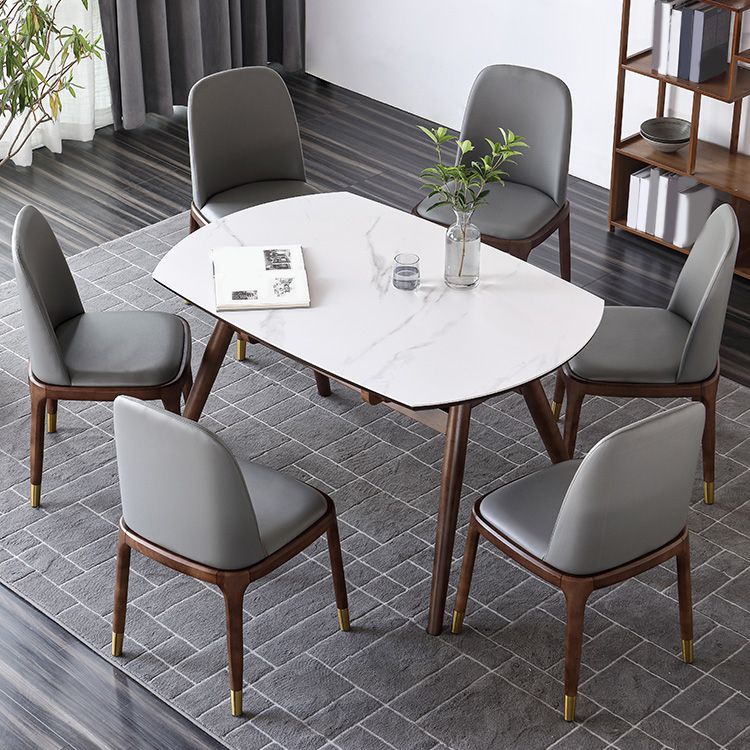 Modern Style Sintered Stone Dining Set Wood 1/2/4/5/7 Pieces Dining Set for Dining Areas