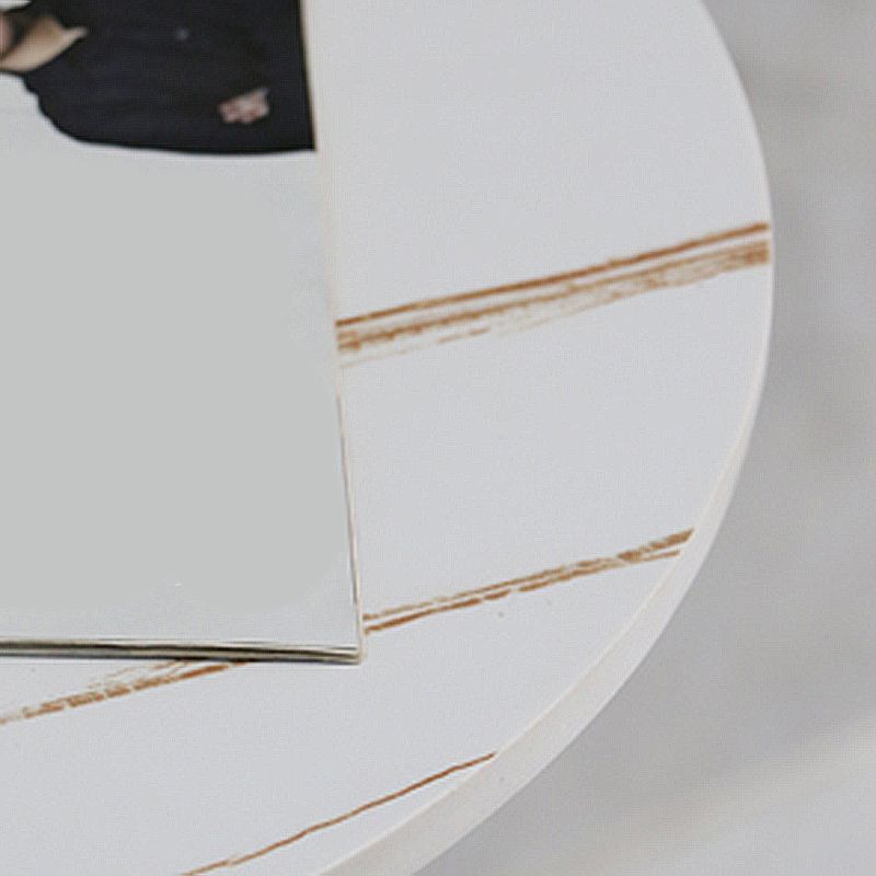 Modern Round Stone Top End Table 21.6"Tall Pedestal Side Table