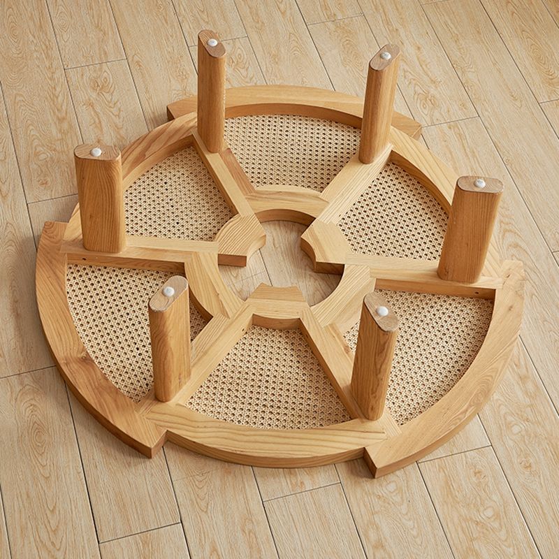 Nordic Wood and Rattan Cocktail Table Free Form Coffee Table