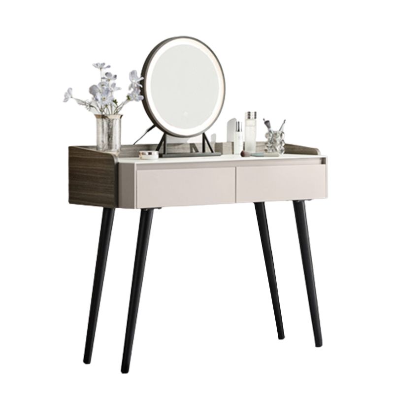 Contemporary Gray Lighted Mirror Bedroom Wood With Drawer Dressing Table