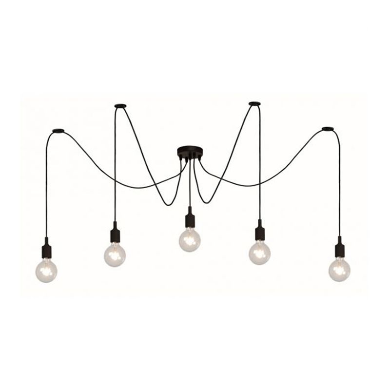 Industrielle schwarze Spinne hängend hängendes Licht, Metallheizlicht mit langem Seil für Innenräume