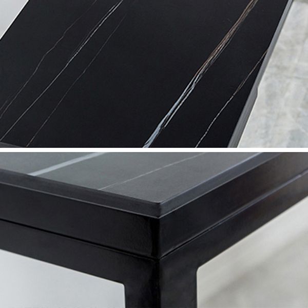 Matte Finish Stone Top Bistro Table with Black Metal Frame for Home