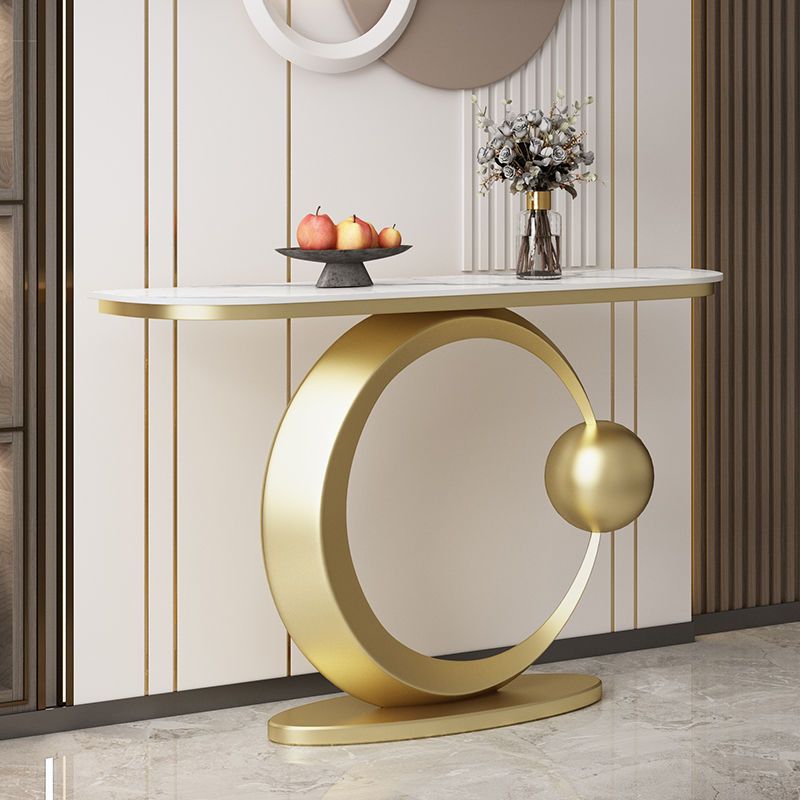 Glam Console Accent Table Antique Finish Console Sofa Table in Stone