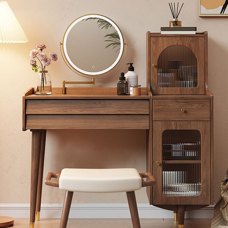 Scandinavian Solid Wood Table Makeup Vanity with Drawers for Bedroom