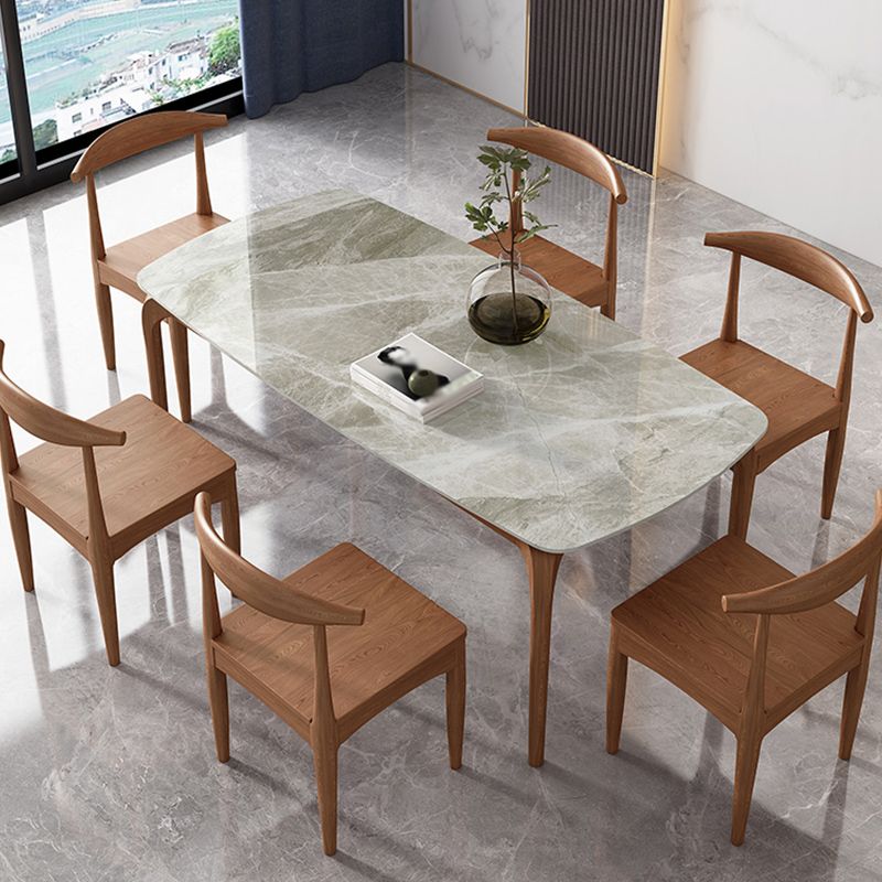 Rectangle Dining Table Sintered Stone Table Retro Modern with 4 Legs
