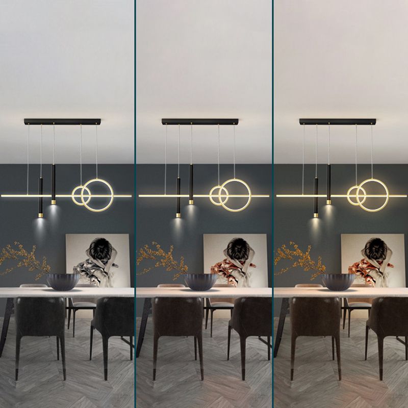 Wrought Iron LED Island Light in Modern Luxury Style Acrylic Linear Pendant Light for Dining Room