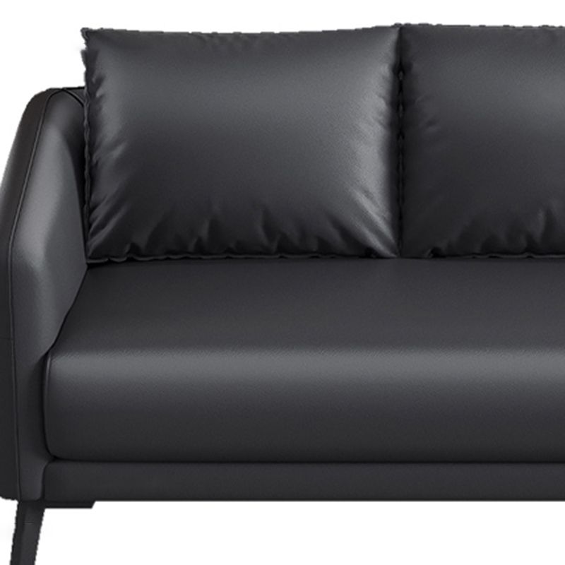 Mid-Century Modern 3-Seater Sofa Faux Leather Square Arm Sofa with Storage